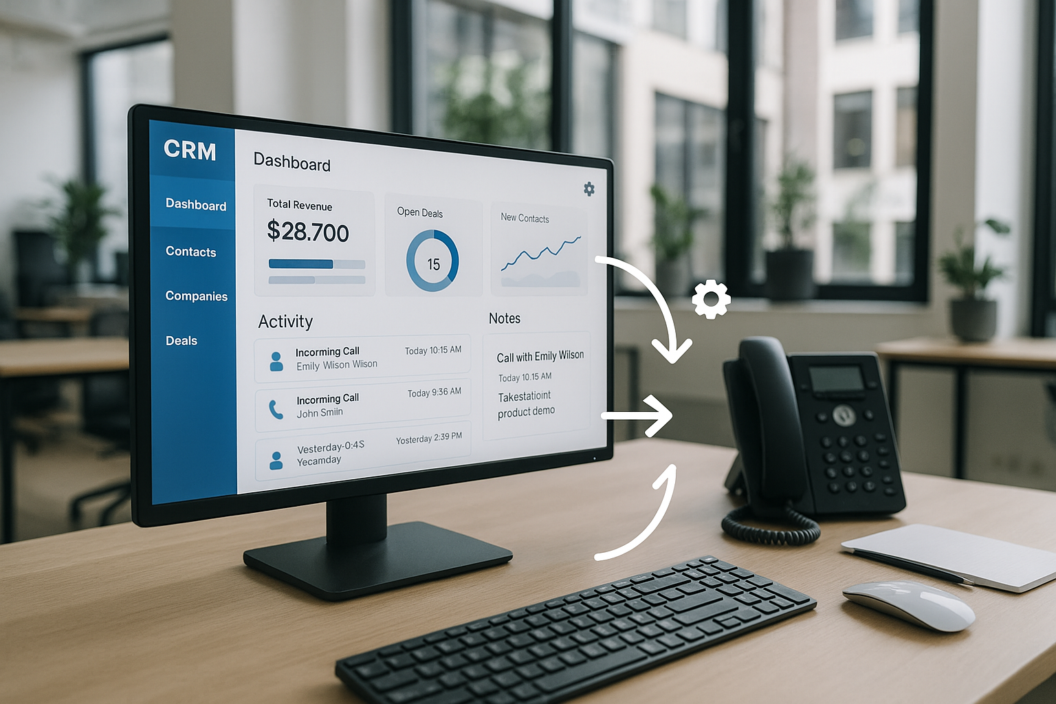 CRM notes from phone calls without extra typing in a modern agency office setting