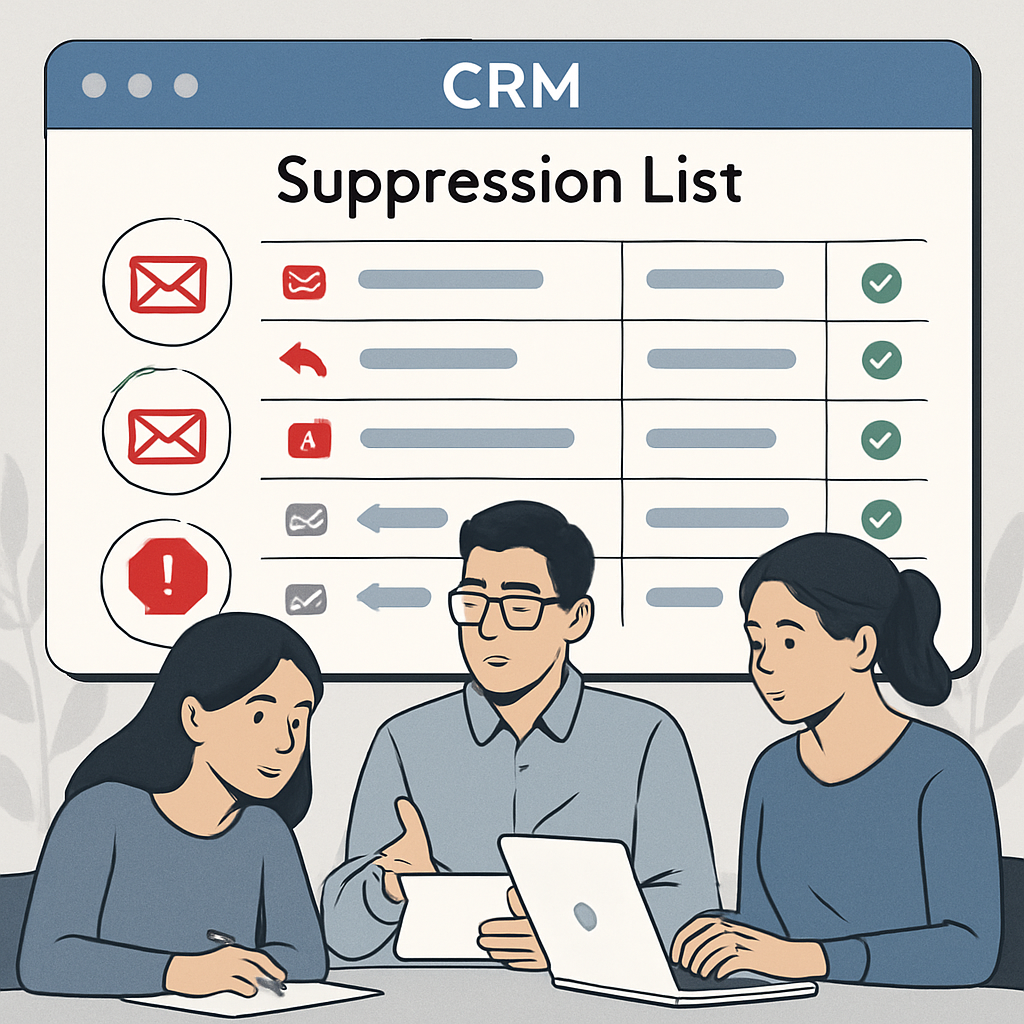 Team managing keeping suppression lists in the CRM for email compliance