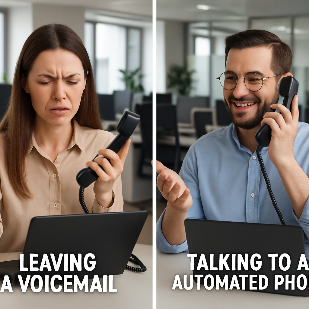 Customer using voicemail replacement for local businesses to reach a home service company.