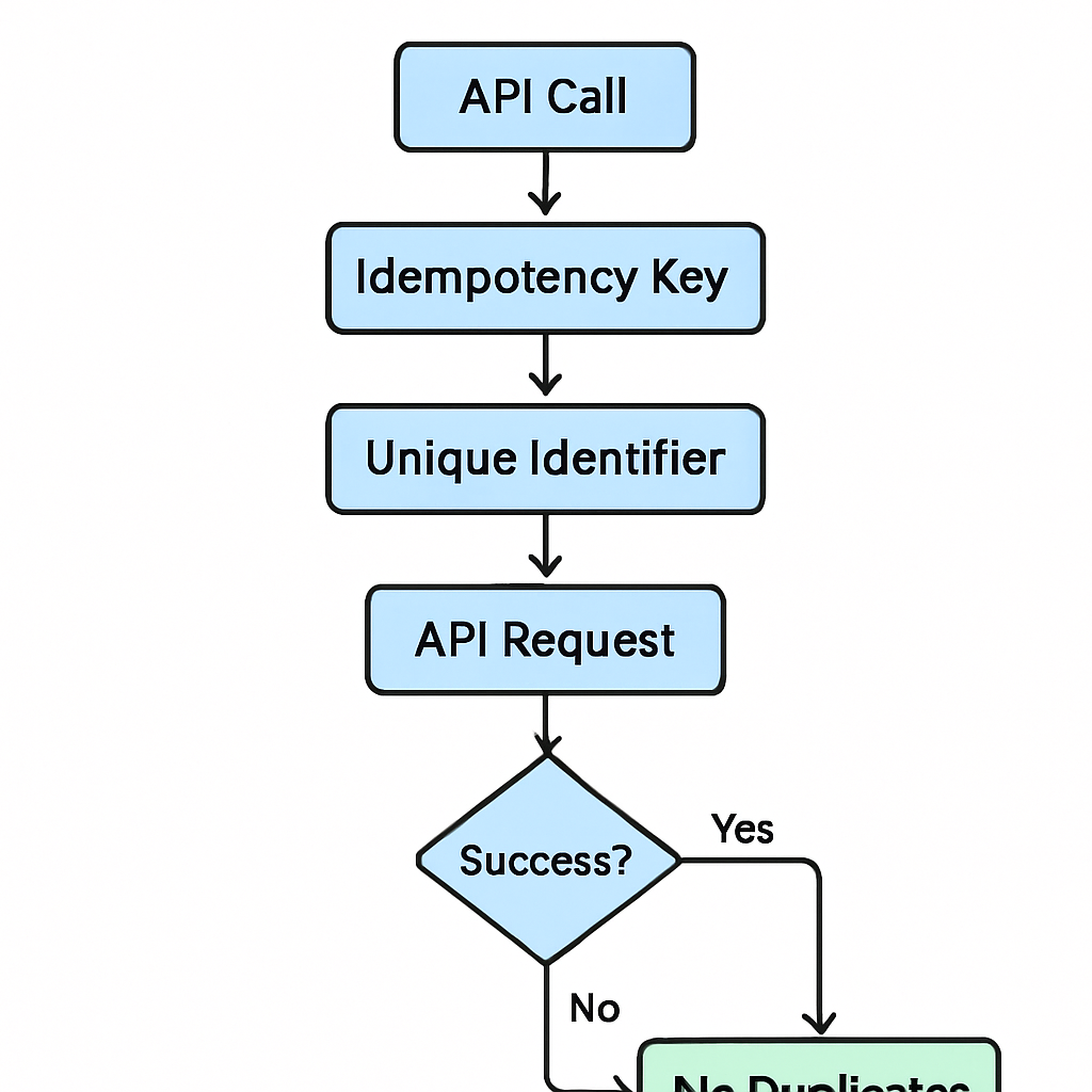 A flowchart showing retrying failed API calls without creating duplicates