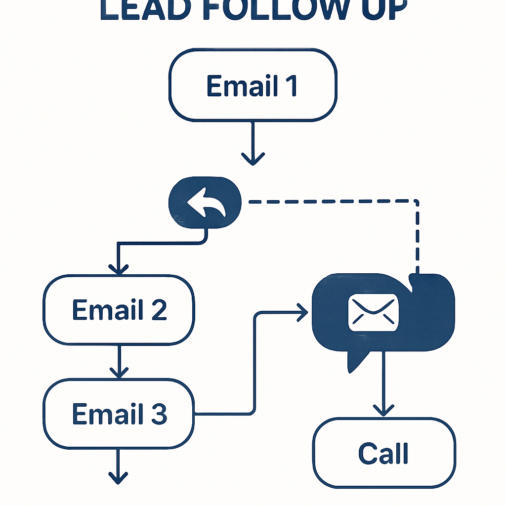 Flowchart of lead follow up sequences that stop when someone replies.