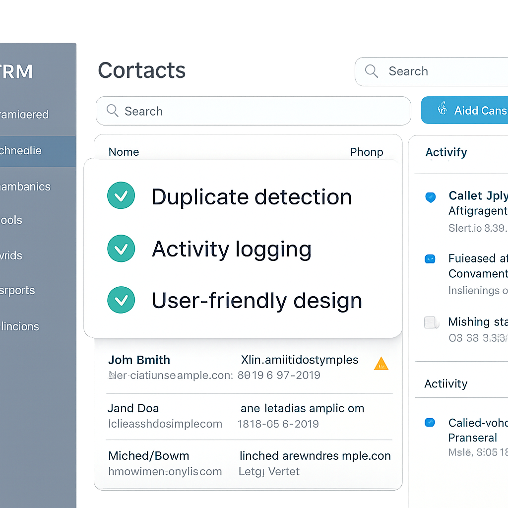 A CRM interface checklist for essential activity history features.