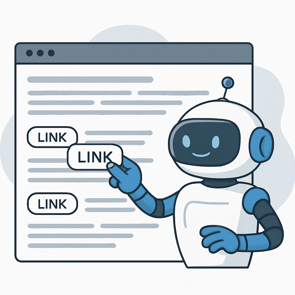 Automation tool adding internal links that point at real service pages.