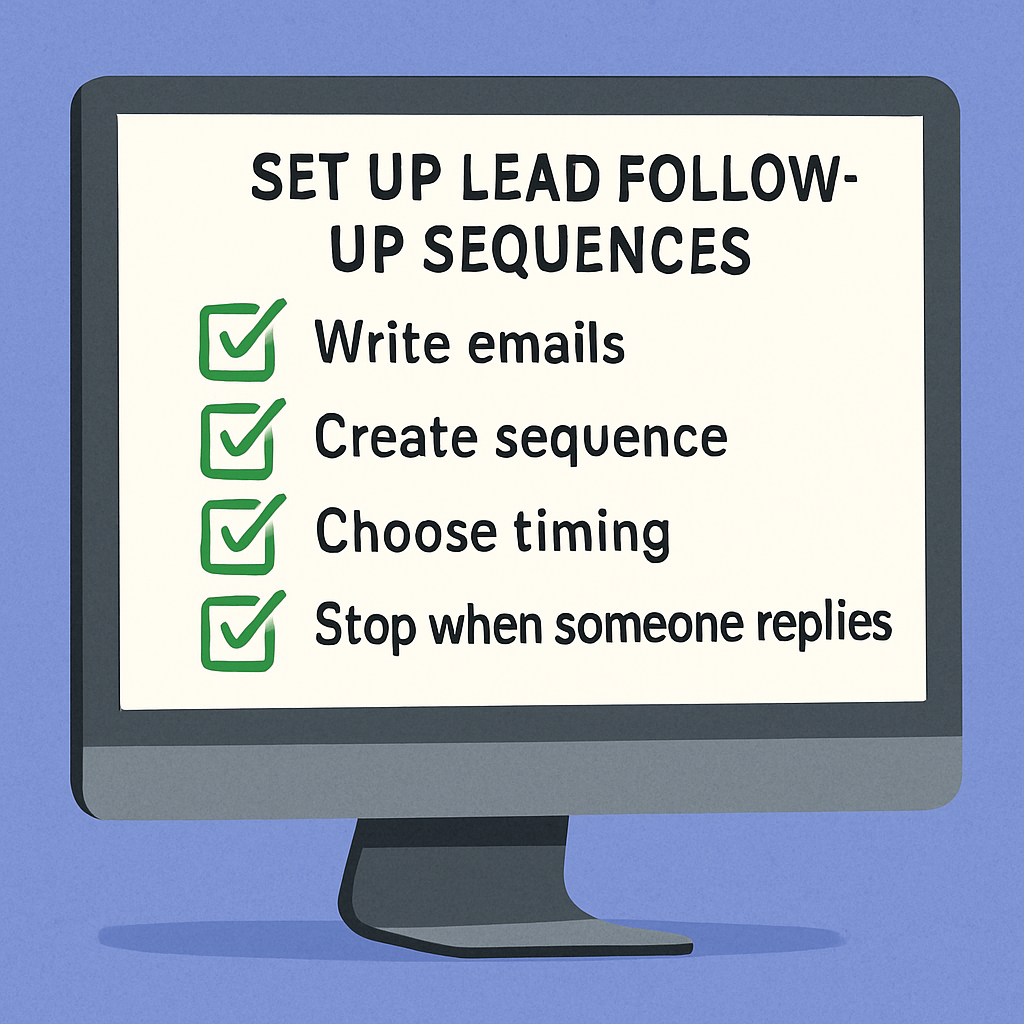 Checklist for setting up lead follow up sequences that stop when someone replies.