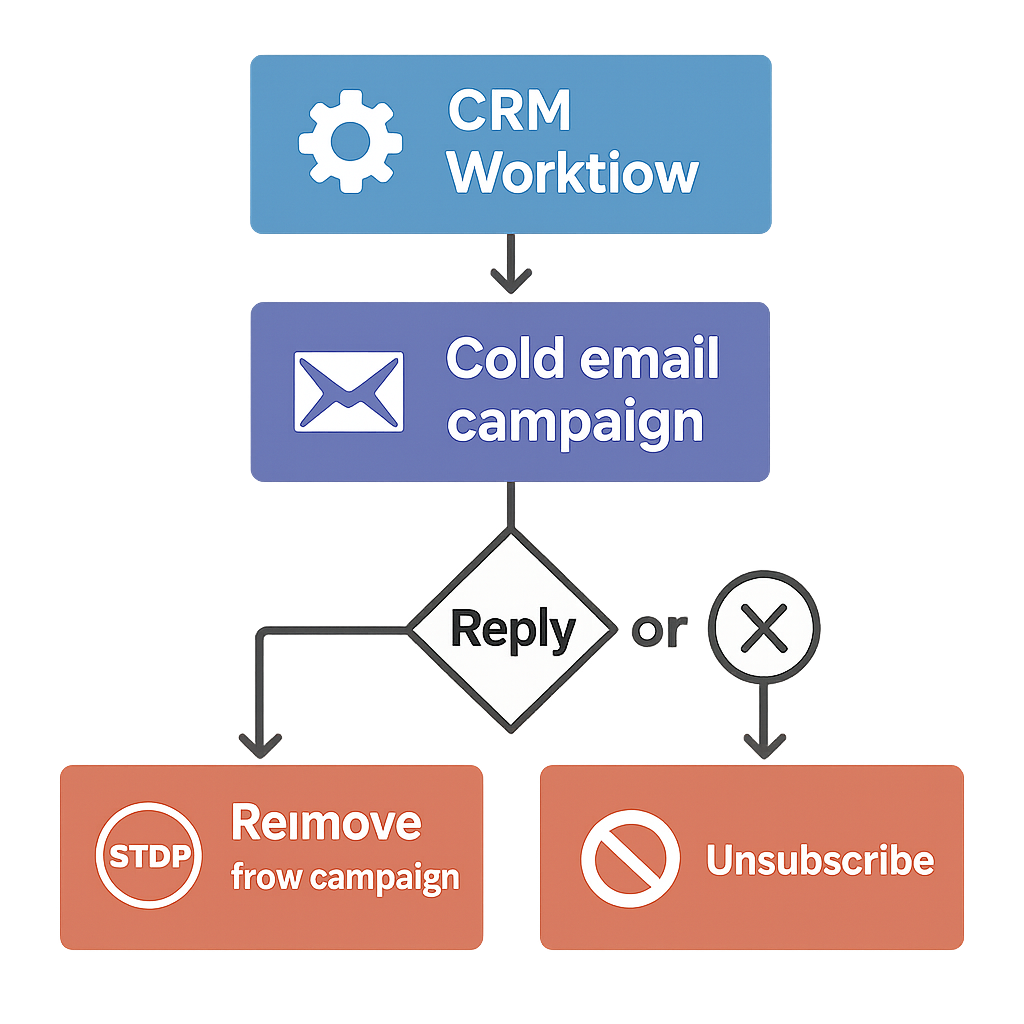 CRM applying stop conditions for cold email using suppression lists