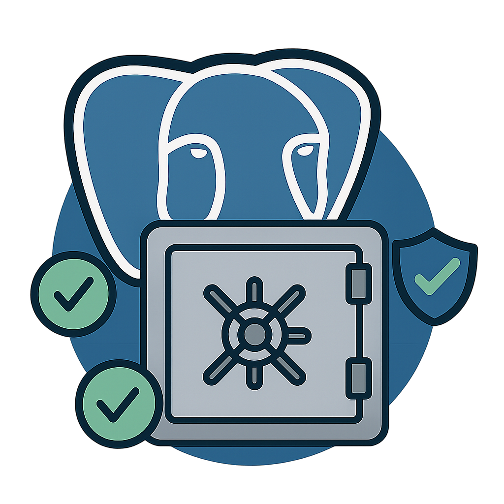 Postgres database with security icons representing compliance for workflow state.