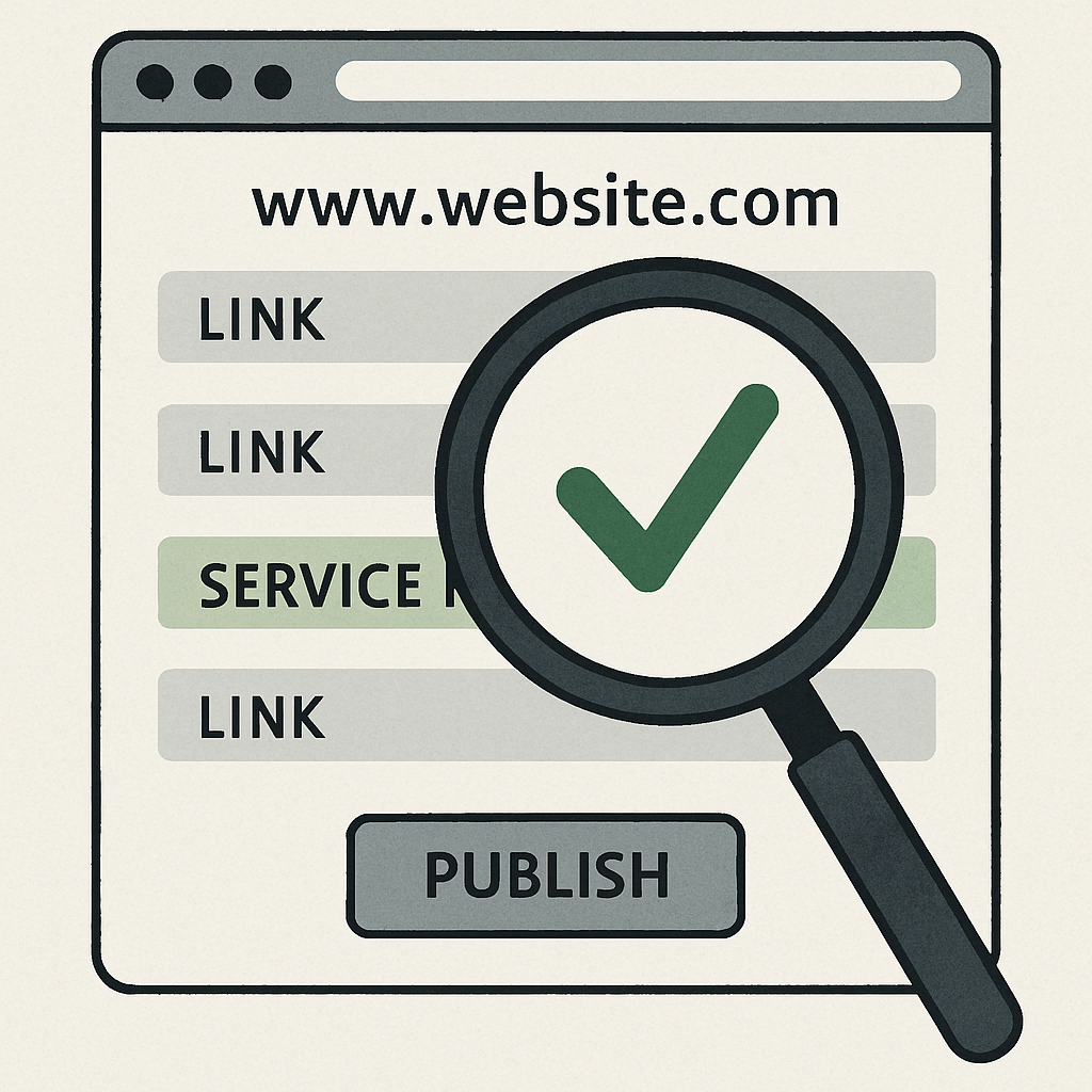 Quality check of internal links that point at real service pages before publishing.
